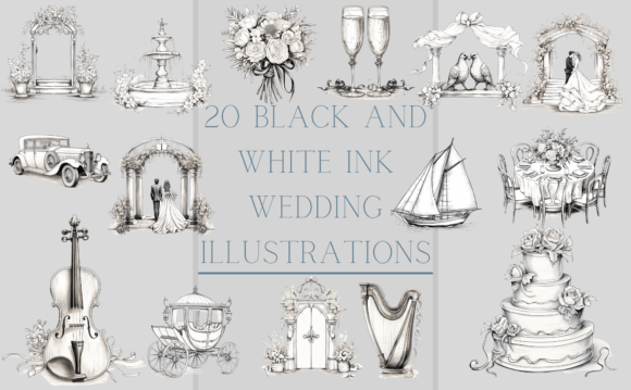 20 Black and White Wedding Graphics: Elevate Your Projects