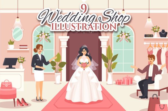9 Wedding Shop Illustration: A Complete Design Toolkit