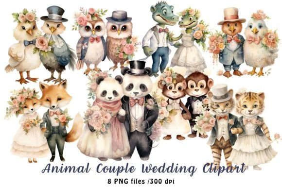 Animal Couple Wedding Watercolor Clipart: A Designer's Delight