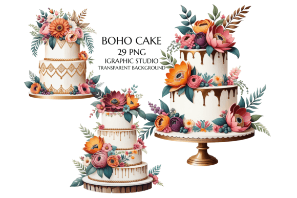 Boho Wedding Cake Clipart: A Designer's Watercolor Toolkit