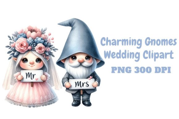 Enchant Your Wedding Day with Charming Gnomes Wedding Clipart