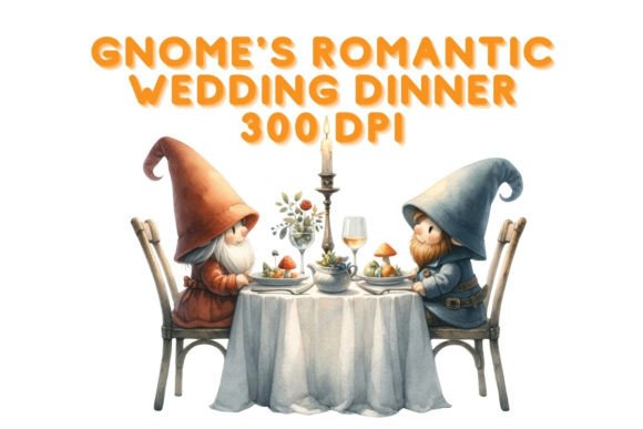 Enchant Your Wedding Stationery with Gnome's Romantic Dinner Clipart