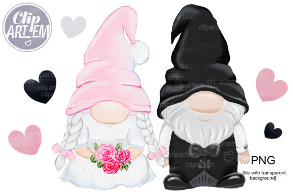 Gnome Bride Groom Wedding PNG, Clip Art for Charming Projects