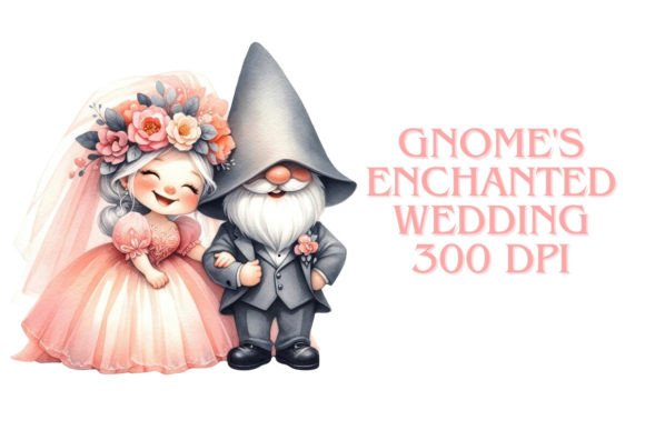 Gnome's Enchanted Wedding Clipart: A Fairytale for Your Designs