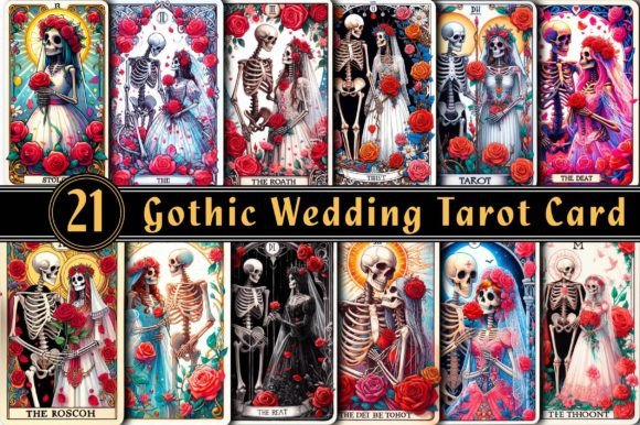 Gothic Wedding Tarot Card PNG: A Dark Romance for Your Designs
