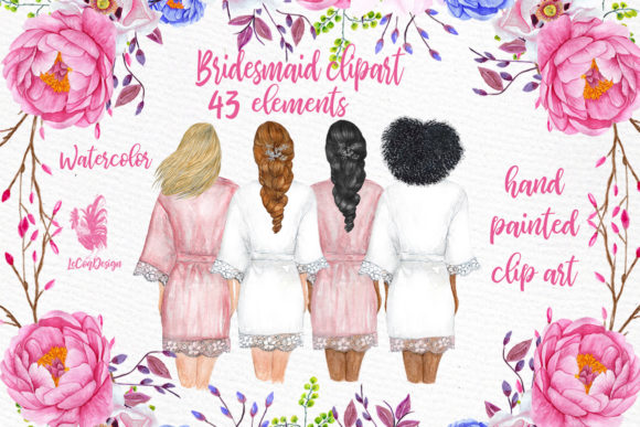 Styling Your Day: The Charm of Bridesmaid Wedding Robes Clipart