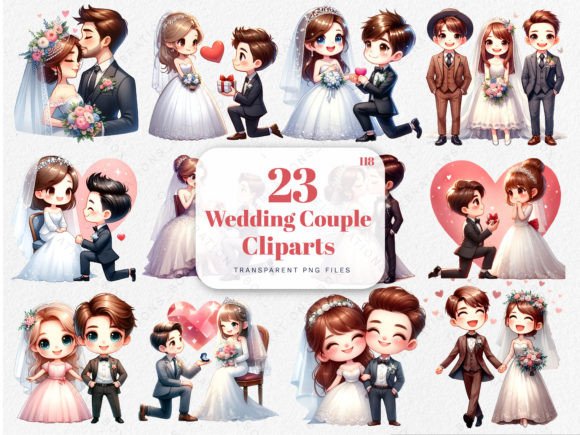Watercolor Cute Wedding Couple Clipart: A Delicate Touch for Designs