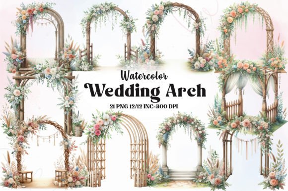 Watercolor Wedding Arch Clipart Bundle: Your Next Creative Asset