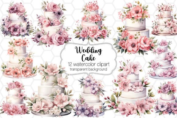 Watercolor Wedding Cake Clipart Bundle: A Designer's Delight