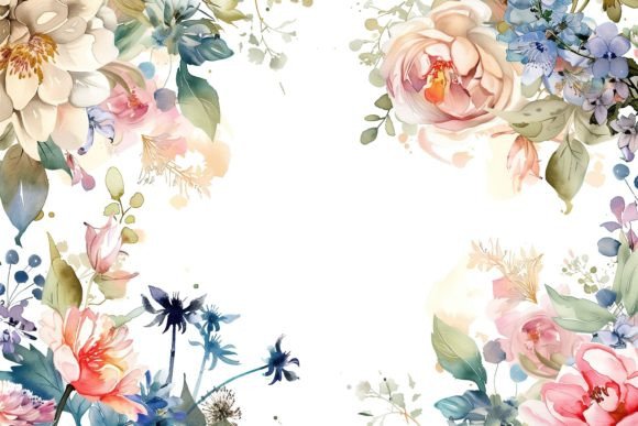 Watercolor Wedding Frame: A Floral Border for Elegant Design