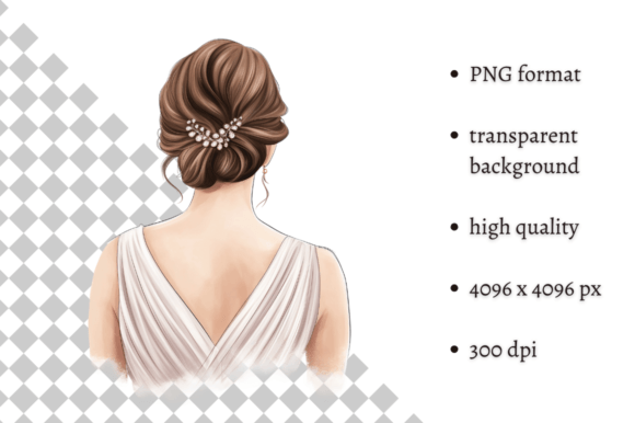 Watercolor Wedding Hairstyle Clipart: Elevate Your Bridal Designs