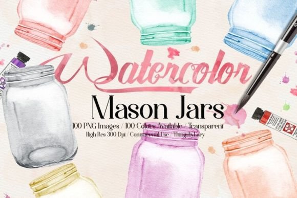 Watercolor Wedding Mason Jar PNG: A Designer's Colorful Toolkit
