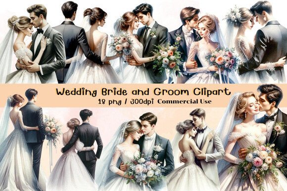 Wedding Bride and Groom Clipart: A Versatile Asset for Modern Creators
