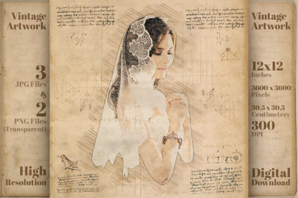 Wedding Bride Veil Retro Drawing Sketch: A Vintage Design Asset