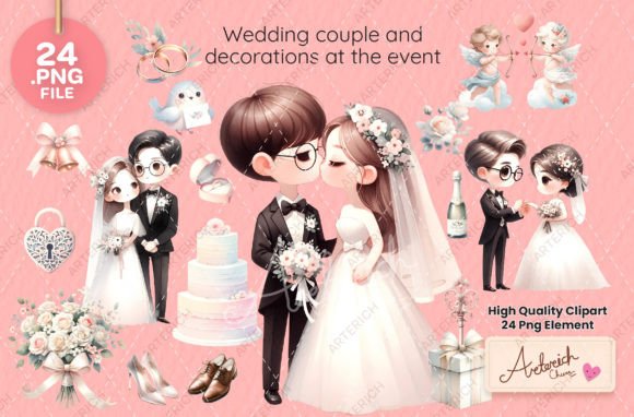 Wedding Couple and Decorations at the Ev: A Creative Design Asset