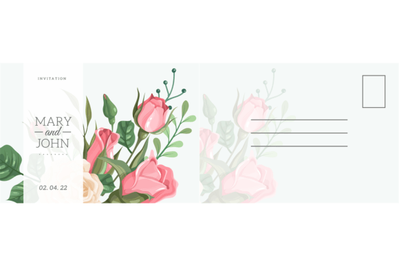 Wedding Postcard: A Romantic Card with Elegant Pink Roses
