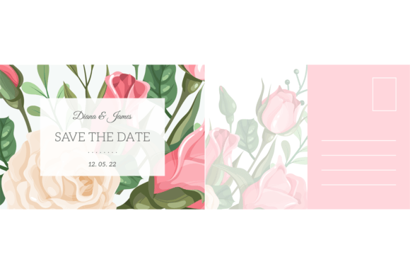 Wedding Postcard. Summer Bouquet Elegant: A Floral Design Asset
