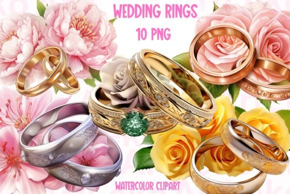 Wedding Rings Clipart: Watercolour Designs for Every Project