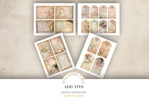 Wedding Tags and Notes for Junk Journals: Vintage Charm